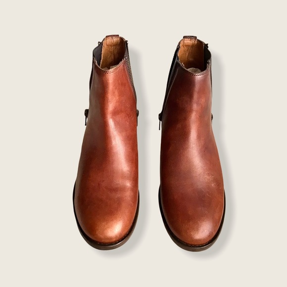 Frye Carly Zip Cognac Leather Chelsea Ankle Bootie - Picture 8 of 14